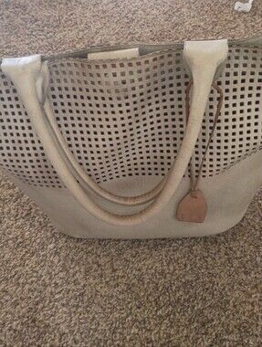 CEM Leather Tote Bag in Light Gray